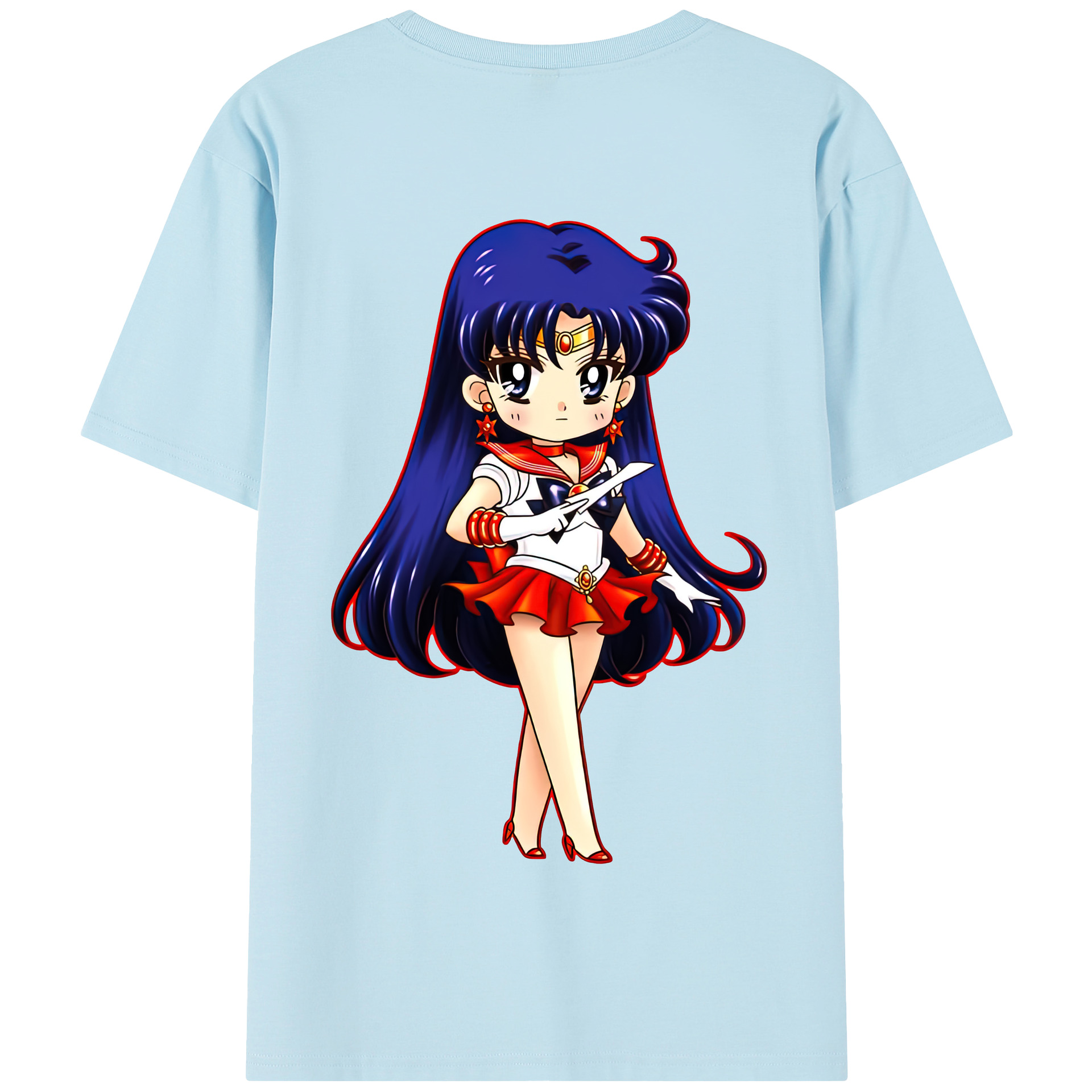 （画像用） 美少女戦士セーラームーン 火野レイ ひの レイ Sailor Moon Hino Rei （セーラーマーズ,Sailor Mars） 綿100％半袖Tシャツ（背面プリント）